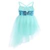 dPois Kids Girls' Sequins Criss Cross Camisole Leotard Ballet Dance Tutu Dress Ballerina Performance Dance Wear Outfit Mint Green 8-10 view 2