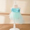 dPois Kids Girls' Sequins Criss Cross Camisole Leotard Ballet Dance Tutu Dress Ballerina Performance Dance Wear Outfit Mint Green 8-10 view 3