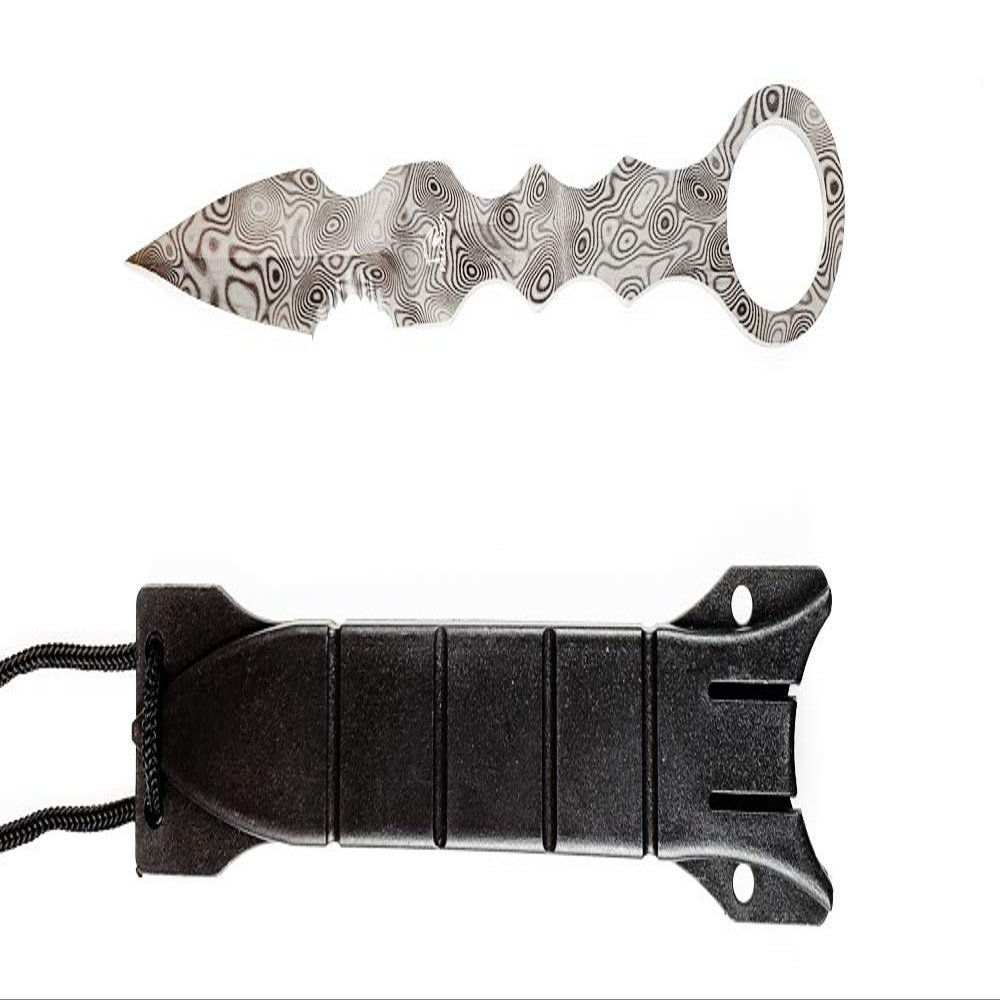 Falcon Tactical Fix Blade For Collection, Gift, and Outdoors Camping Cut Ropes, Branches (Damascus)
