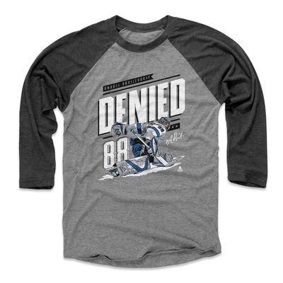 500 LEVEL Andrei Vasilevskiy 3/4 Sleeve T-Shirt (Baseball Tee, XXX-Large, Black/Heather Gray) - Andrei Vasilevskiy Behind The Back Save W WHT
