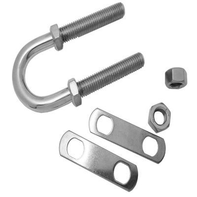 SeaLux Marine Boat Bow Eye Stern Eye U Bolt Tie Down 1/2" Stock, 4-3/4" Overall Length, 3" Thread Length with Hex Nuts and washers-SL875053