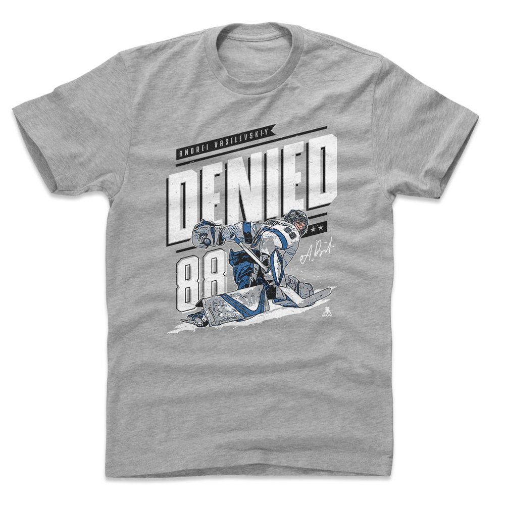 500 LEVEL Andrei Vasilevskiy Shirt (Cotton, XX-Large, Heather Gray) - Andrei Vasilevskiy Behind The Back Save W WHT