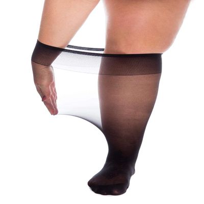 All Woman Super Wide Knee Highs 20 Denier 27" Stretch Stockings (Black, 3)