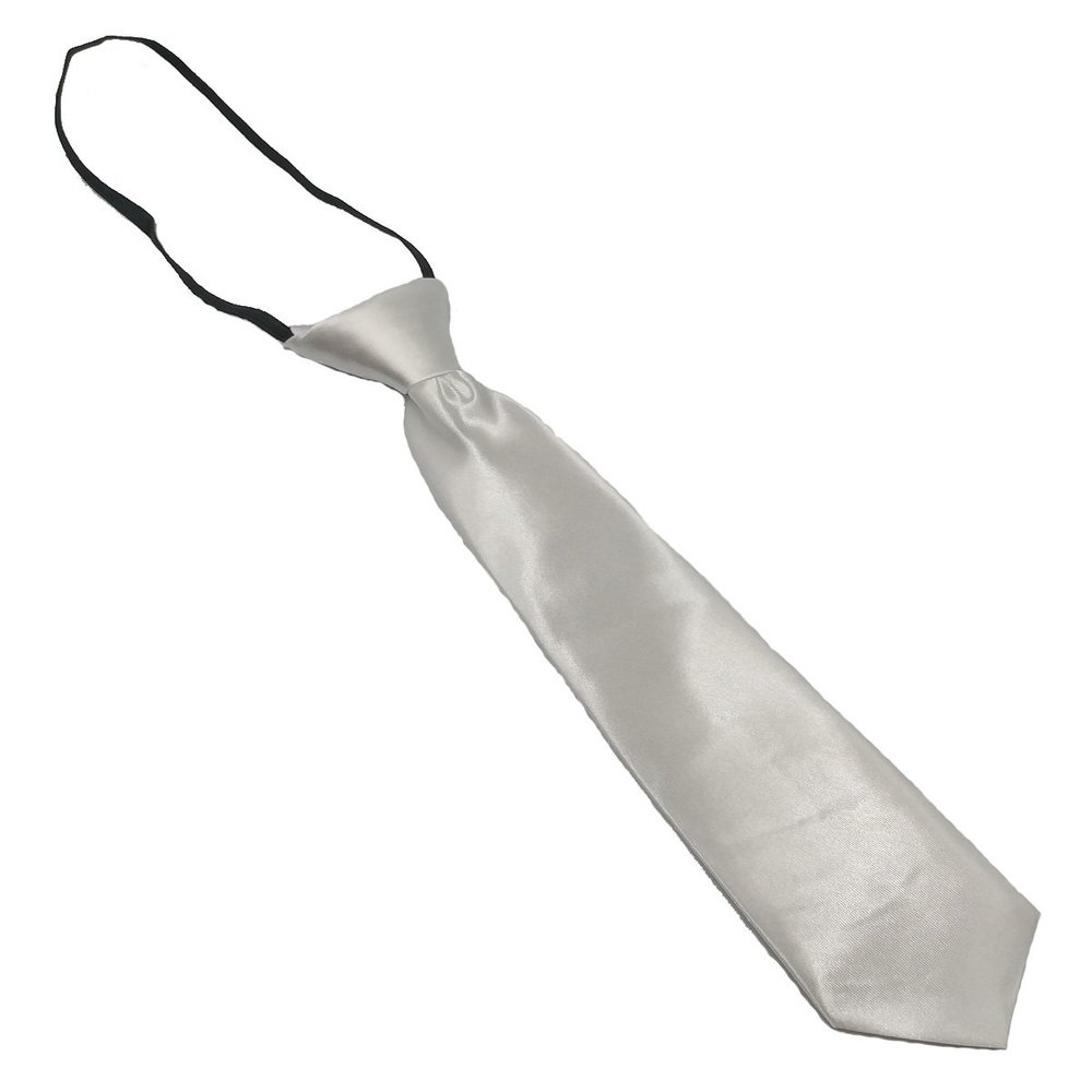 List A KIDS NECKTIE Selections for Boys/Girls in Fashion Design - PRETIED w/Elastic Band Novelty Designer Neck Tie for Tuxedo/Dress Up (White)