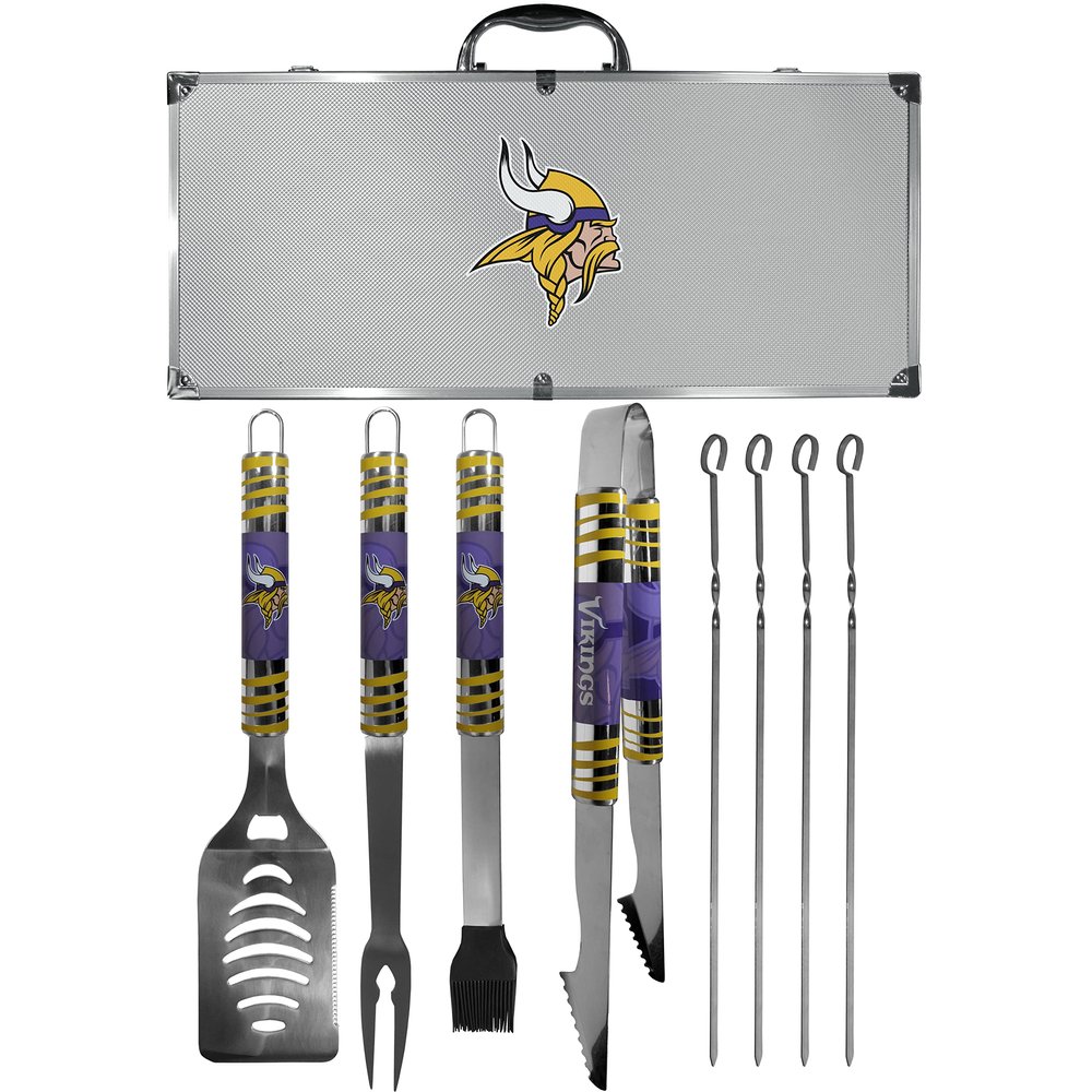 NFL Siskiyou Sports Fan Shop Minnesota Vikings Steel Tailgater BBQ Set w/Case 8 piece Gray