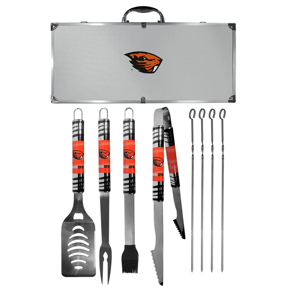 NCAA Siskiyou Sports Fan Shop Oregon State Beavers Steel Tailgater BBQ Set w/Case 8 piece Gray