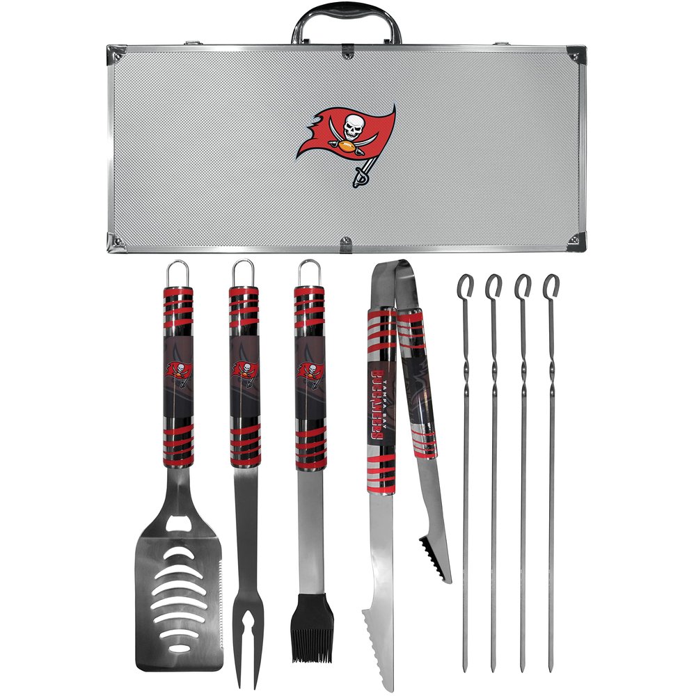 NFL Siskiyou Sports Fan Shop Tampa Bay Buccaneers Steel Tailgater BBQ Set w/Case 8 piece Gray