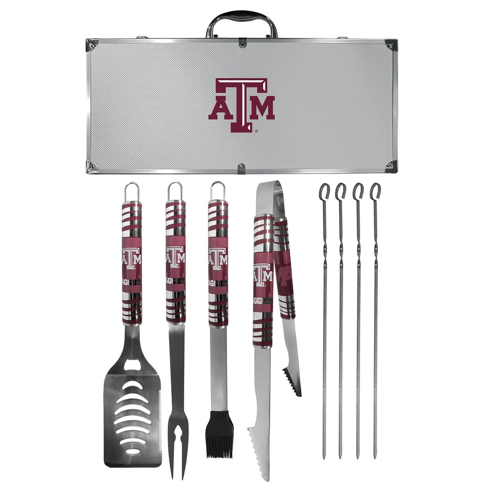 NCAA Siskiyou Sports Fan Shop Texas A&M Aggies Steel Tailgater BBQ Set w/Case 8 piece Gray