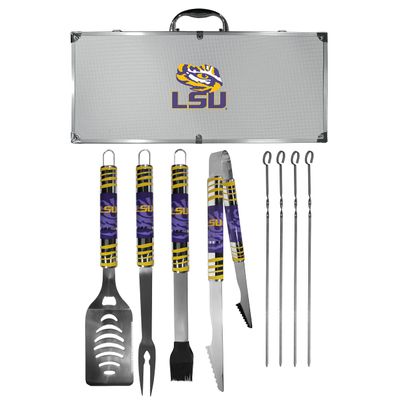 NCAA Siskiyou Sports Fan Shop LSU Tigers Steel Tailgater BBQ Set w/Case 8 piece Gray