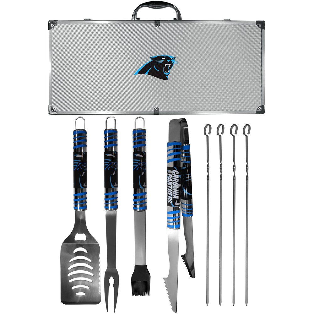 NFL Siskiyou Sports Fan Shop Carolina Panthers Steel Tailgater BBQ Set w/Case 8 piece Gray