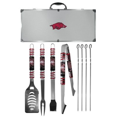 NCAA Siskiyou Sports Fan Shop Arkansas Razorbacks Steel Tailgater BBQ Set w/Case 8 piece Gray (C8BQ12)