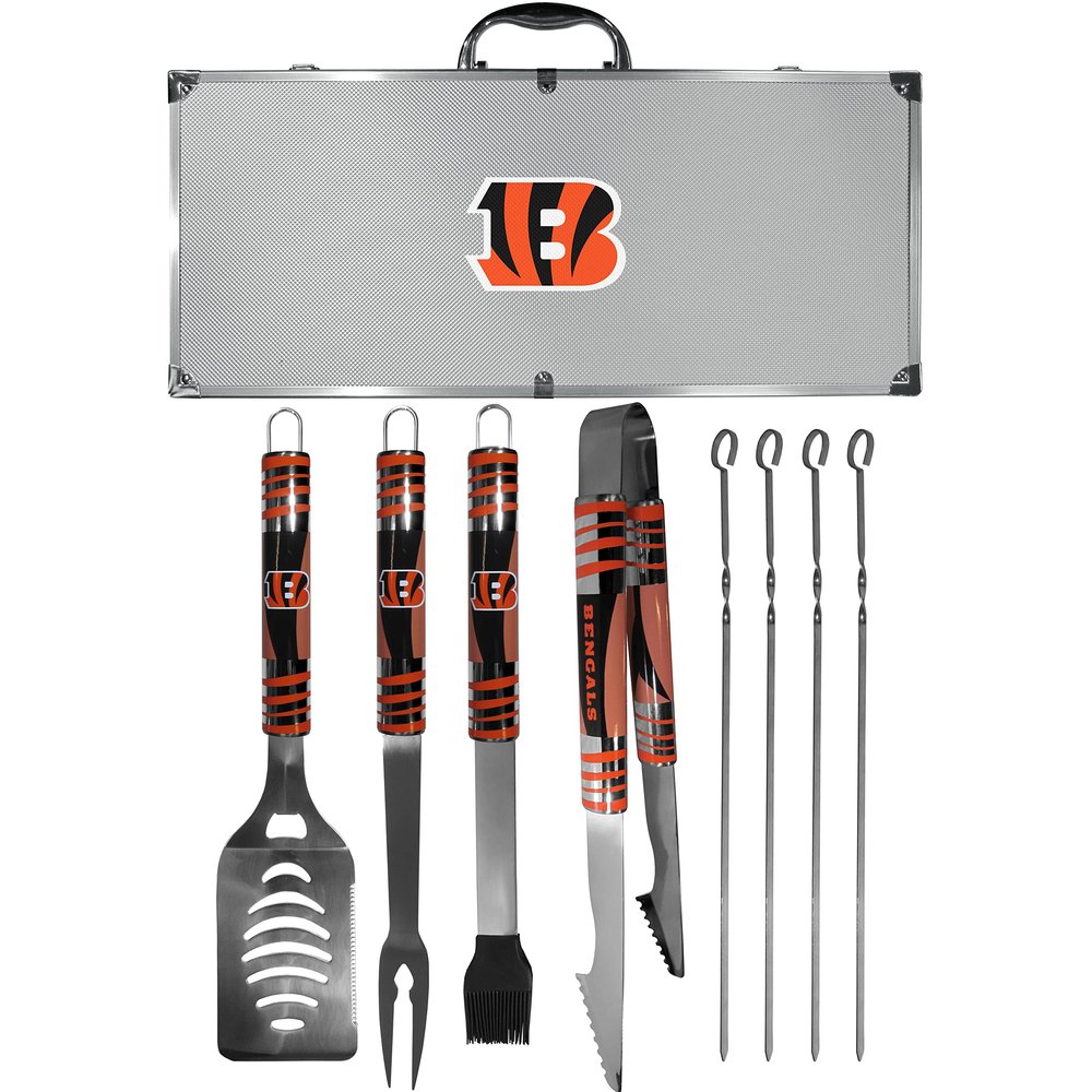 NFL Siskiyou Sports Fan Shop Cincinnati Bengals Steel Tailgater BBQ Set w/Case 8 piece Gray