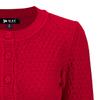 YEMAK Women's Cropped Cardigan Sweater  3/4 Sleeve Crewneck Basic Classic Casual Button Down Soft Crochet Knit Top MK3514-RED-S view 3