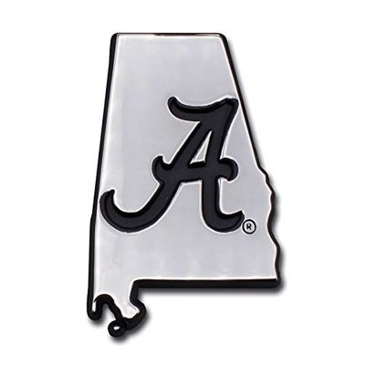 Alabama UA Crimson Tide Metal Auto Emblem - Many Available! Roll Tide! (State Shape)