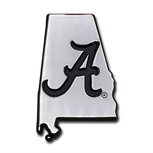 Alabama UA Crimson Tide Metal Auto Emblem - Many Available! Roll Tide! (State Shape)