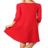 Women Sweater Fabric 3/4 Sleeve Round Hem A-Line Mini Dress With Side Pockets view 2