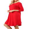 Women Sweater Fabric 3/4 Sleeve Round Hem A-Line Mini Dress With Side Pockets view 3