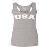0089. Vintage Graphic USA Fonts American United States of America Military Patriotic Style Women's Tank Top Racerback (Light Gray Large) view 1