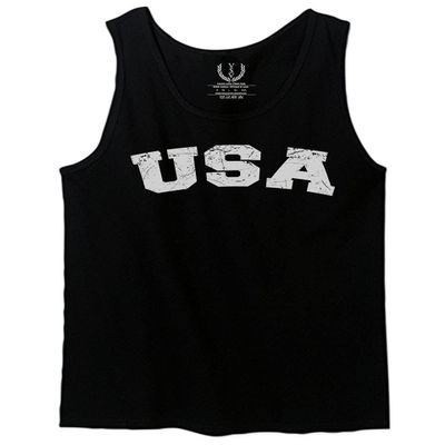 0089. Vintage Graphic USA Fonts American United States of America Military Patriotic Style Men's Tank Top (Black, X-Large)