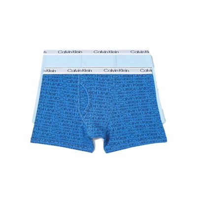 Calvin Klein Boys Modern Cotton Assorted Boxer Briefs Underwear, Pack of 22 Pack - Ck Logo Print Blue Bell, Blue Bell X- Small