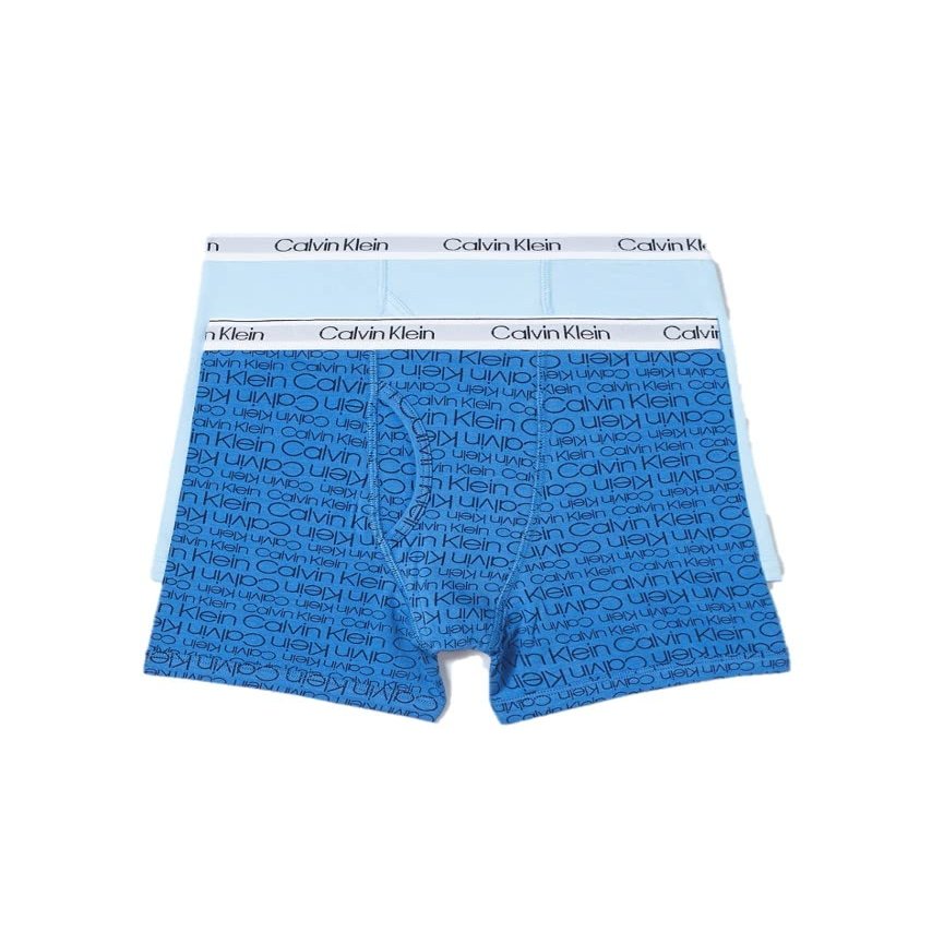 Calvin Klein Boys Modern Cotton Assorted Boxer Briefs Underwear, Pack of 22 Pack - Ck Logo Print Blue Bell, Blue Bell X- Small