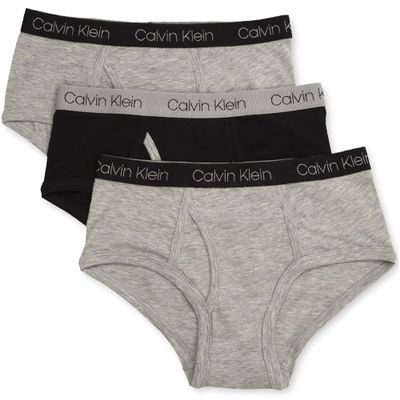 Calvin Klein Boys Modern Cotton Assorted Briefs Underwear, 3 Pack Heather Grey, Black, Heather Grey X- Small