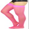ToBeInStyle Womens Sexy Nylon Versatile Fine Fishnet Thigh High Stockings w/Opaque Band - Neon Pink - One Size view 3