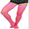 ToBeInStyle Womens Sexy Nylon Versatile Fine Fishnet Thigh High Stockings w/Opaque Band - Neon Pink - One Size view 4