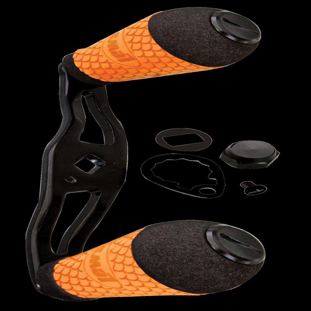 Lew's (CSBAHO) Custom Handle Kit Aluminum Handle with Round Winn Knobs, Orange, Compatible with All Lew's Baitcast Reels