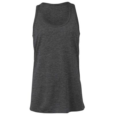 Bella + Canvas Youths Girls Flowy Racer Back Tank Top (L) (Dark Gray Heather)