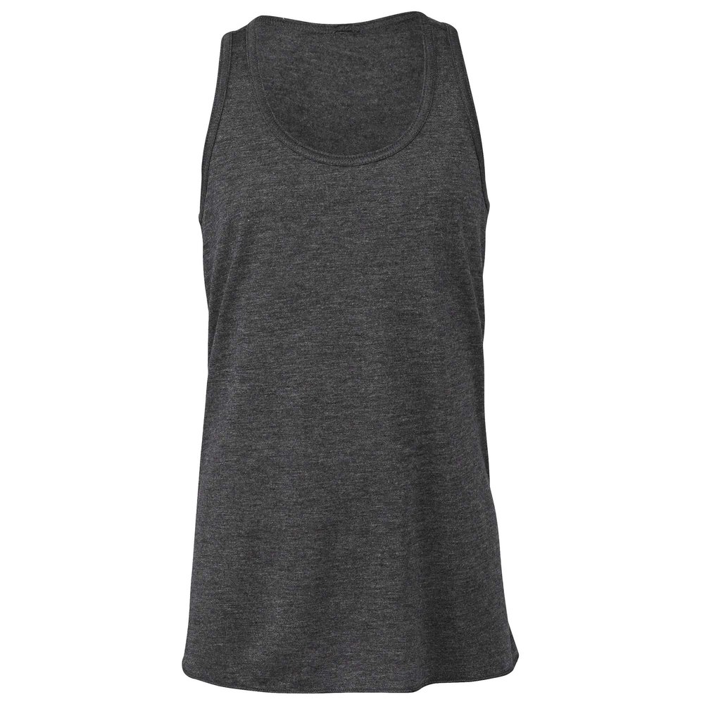 Bella + Canvas Youths Girls Flowy Racer Back Tank Top (L) (Dark Gray Heather)