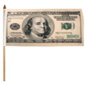 New Flag latter-day12x18 12'',x18'', Wholesale Lot of 12 100 $ Dollar Benjamin Franklin Stick Flag and free Ebook