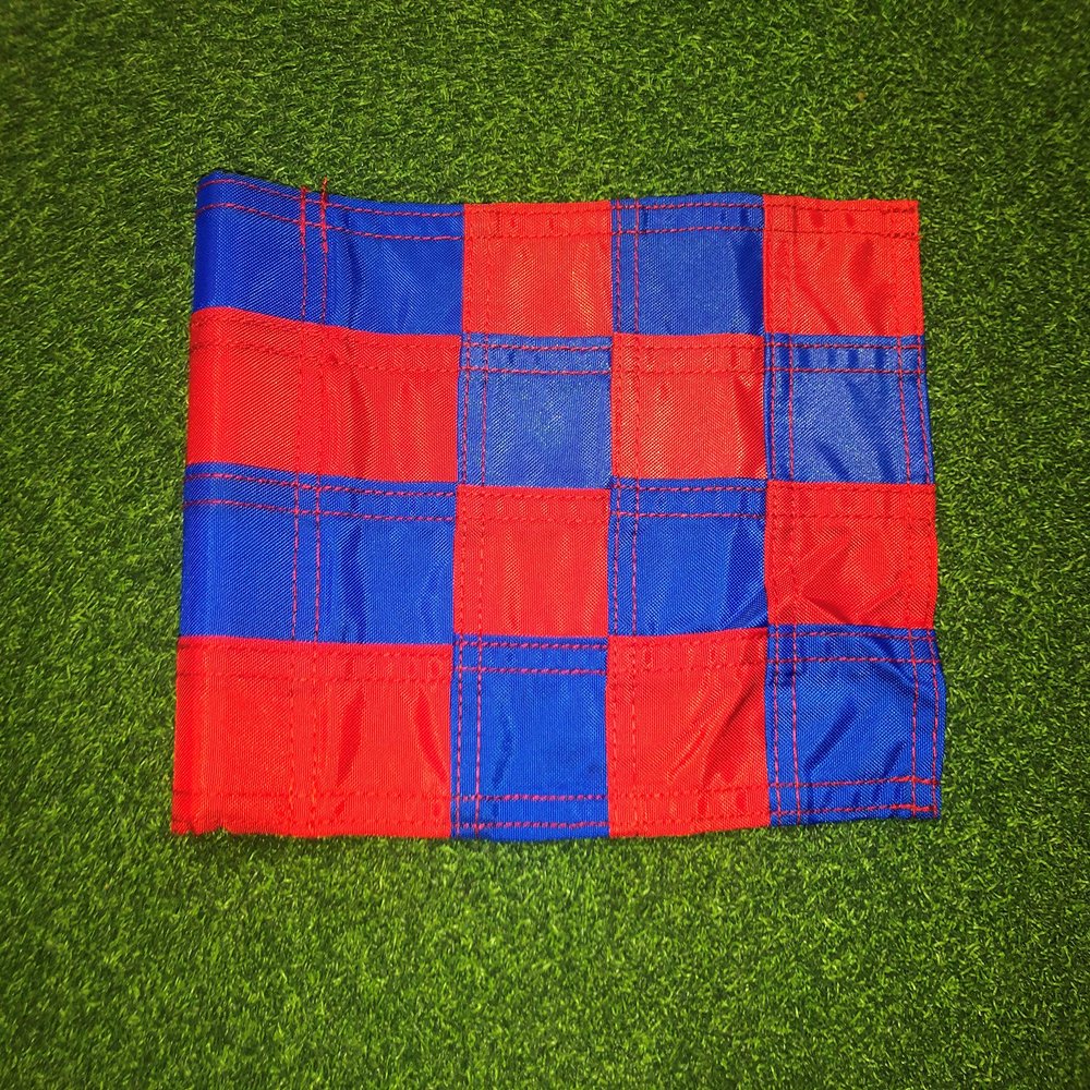 6x 8 Checkered Golf Pole Flag- UV Resistant, 400 Denier Nylon(Red/Blue)