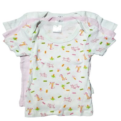 Infant Baby Girl Cotton Printed Variety Short Sleeve T-Shirt 3-Pack - Large 18-24