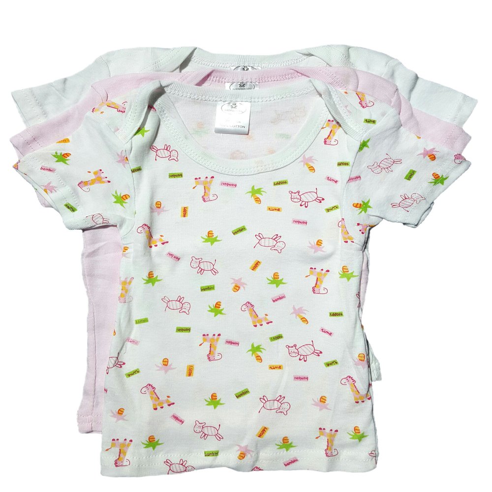 Infant Baby Girl Cotton Printed Variety Short Sleeve T-Shirt 3-Pack - Large 18-24