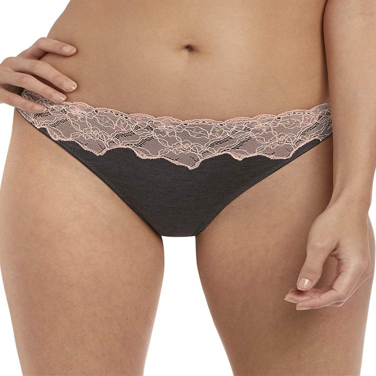 Freya womens Chi Brazilian Thong Panties, Charcoal, Small US
