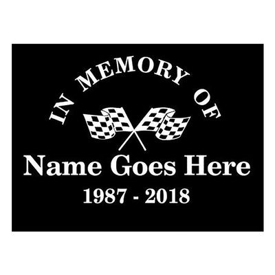 Personalized in Memory of with Racing Flags Decal 6 Inches