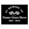 Personalized in Memory of with Racing Flags Decal 6 Inches view 1