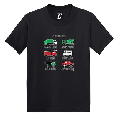 Types of Trucks - Garbage Monster Fire Infant/Toddler Cotton Jersey T-Shirt (Black, 18 Months)