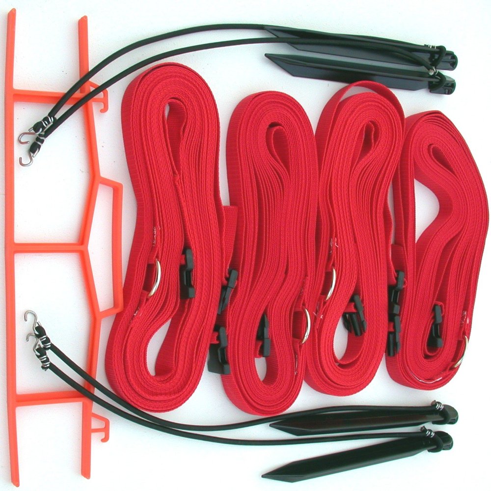 Home Court 1-inch Adjustable 8-Meter (26.3' x 52.6') Sand Setup Line - M817AS (Red) - Short Court for Traditional Volleyball Courts; Full Court Size for Beach Volleyball