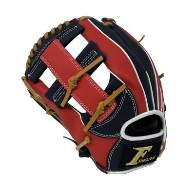 SAKURAI Falcon FG-5718RH Baseball, General Soft All-Around Gloves, Small Size, Left Throw, Navy x Red