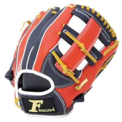 SAKURAI Falcon FG-5718 Baseball, General Soft Gloves, All-Around Use, Gift, Small, Navy x Red