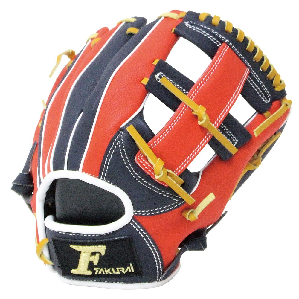 SAKURAI Falcon FG-5718 Baseball, General Soft Gloves, All-Around Use, Gift, Small, Navy x Red
