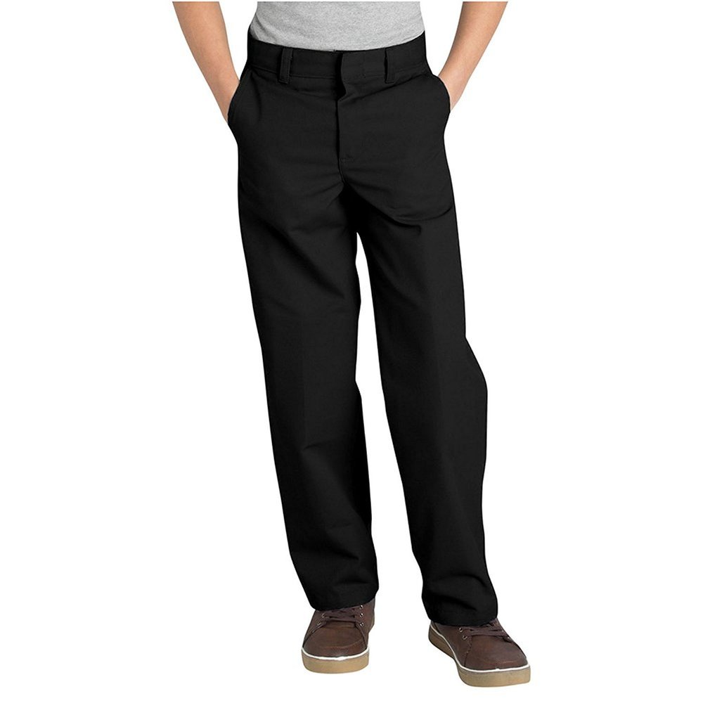 Dickies Boy's Flexwaist Flat Front Straight Leg School Uniform Pants  Adjustable Uniform Trousers for Schoolwear, Black, 5