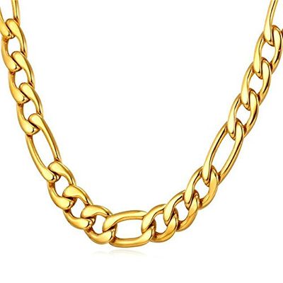 Mens Necklaces Stainless Steel Color Choker Necklace Men Jewelry (Gold-color, Width 12MM, 66CM 26Inches)