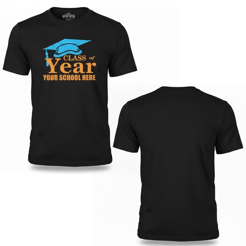 Custom Graduating Seniors Class of 2019 Short Sleeve T-Shirt (Unisex, Youth/Adult) - Add Your School Name Black