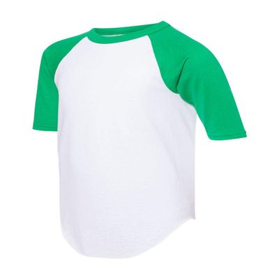 Augusta Sportswear Youth Baseball Quarter Sleeve Tee, White/Kelly, Small