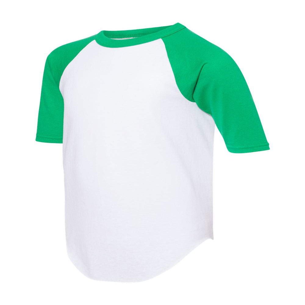 Augusta Sportswear Youth Baseball Quarter Sleeve Tee, White/Kelly, Small