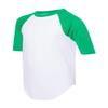 Augusta Sportswear Youth Baseball Quarter Sleeve Tee, White/Kelly, Small view 1