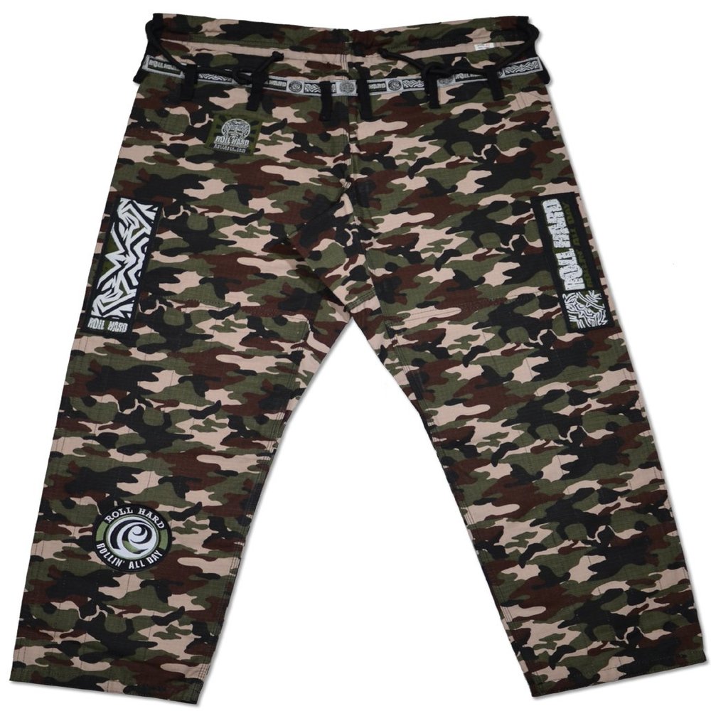 ROLL HARD Brazilian Jiu Jitsu Ripstop Gi Pants Blue (A4 - Camo)